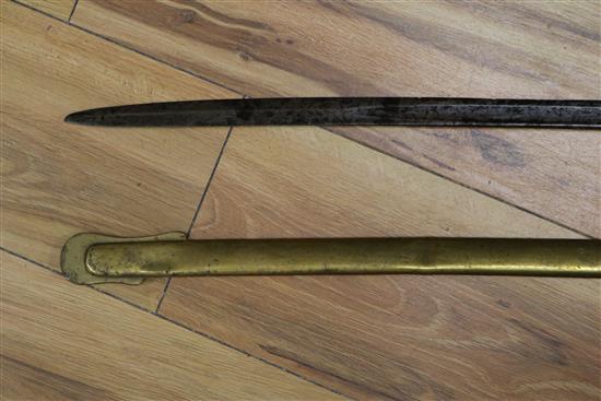 A Victorian dress sword with etched blade, possibly for Colonel Bray of Somerton Court, Somerset